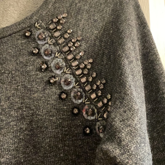 Crown and Ivy Gray Crewneck Beaded Sweatshirt Small NWOT - Picture 4 of 7